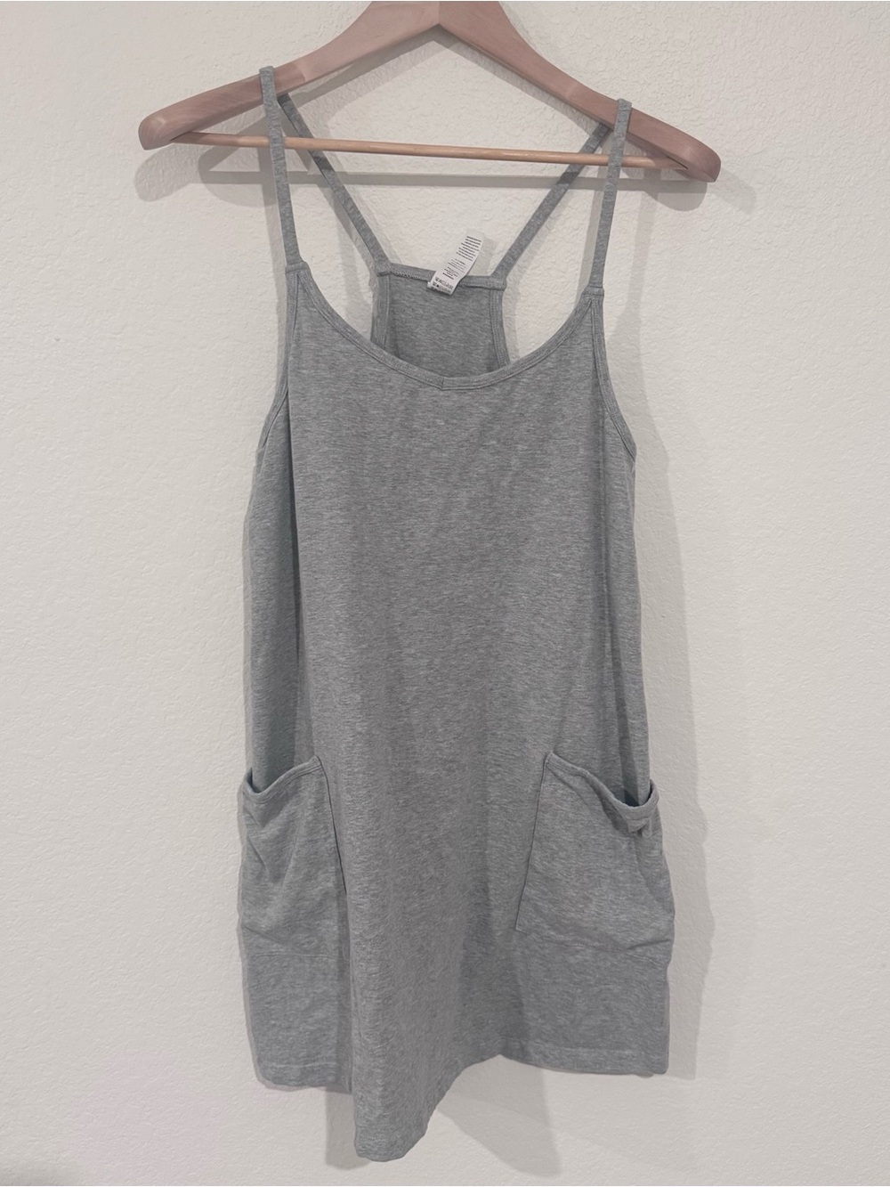 Ododos Gray Racerback Pocket Mini Dress For Beach Vacation and Resort Wear